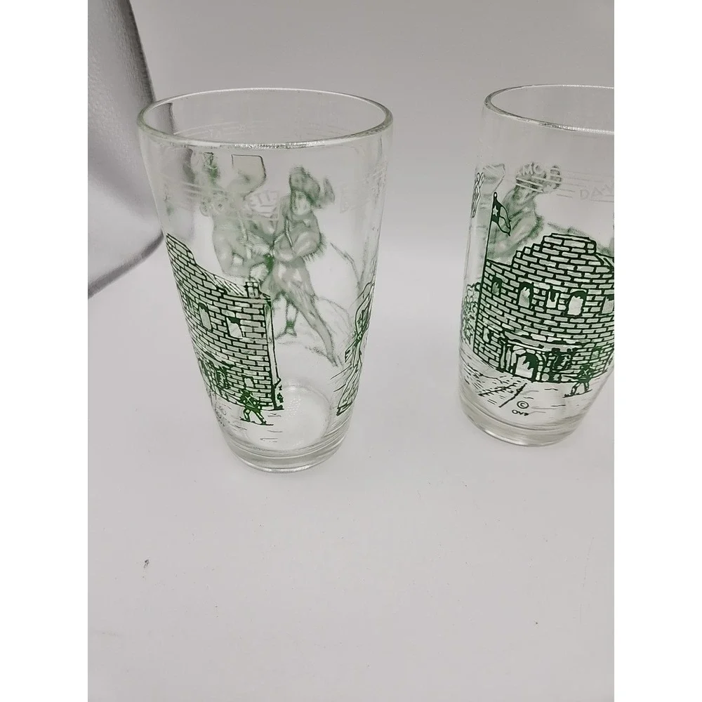 Davy Crockett Vintage Drinking Glass The Alamo Jam Jar Set Of 2